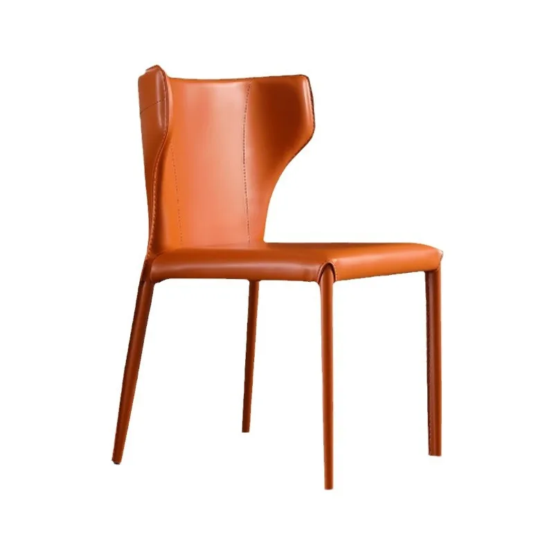 Saddle leather home restaurant modern light luxury designer scratch-resistant wear-resistant backrest chair