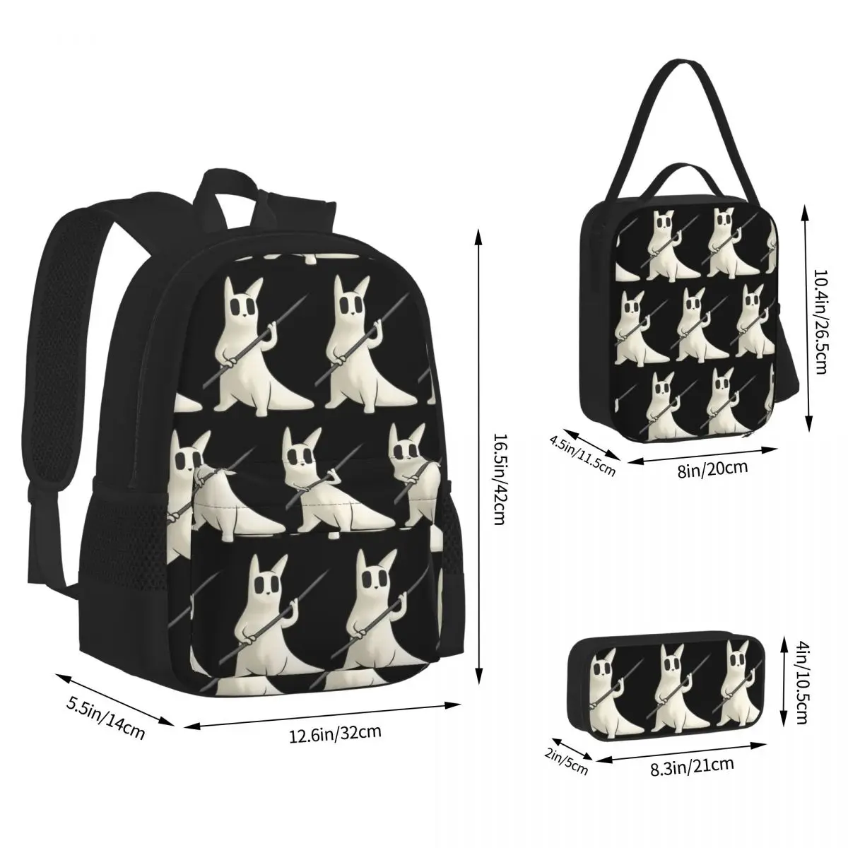 Rain World Slugcats Pattern Game Backpacks Students Bookbag School Bags Kids Rucksack Lunch Bag Pen Bag Three-Piece Set
