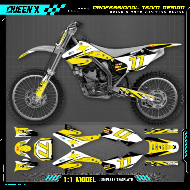 

QUEEN X MOTO Custom For SUZUKI RMZ 250 2006 2005 2004 250 RMZ 250cc Team Motorcycle Graphics Background Decal Stickers Kit -4
