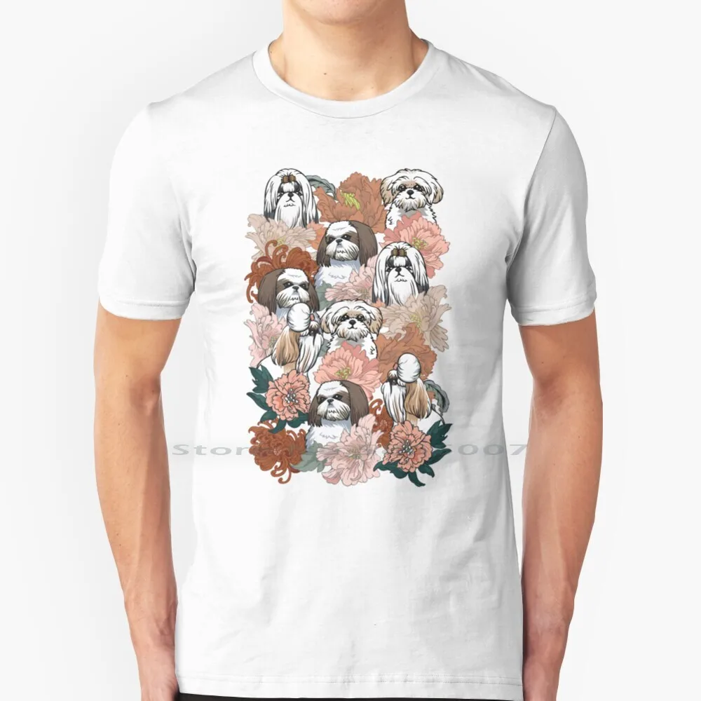 Because Shih Tzu 100% Cotton T Shirt Shih Tzu Flower Tee Short Sleeve Long Sleeve Gift