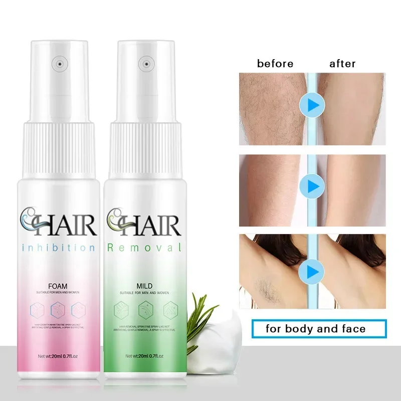 2 Minutes Fast Hair Removal Spray Painless Hair Growth Inhibitor Arm Armpit Leg Permanent Depilatory for Men Women Repair Care