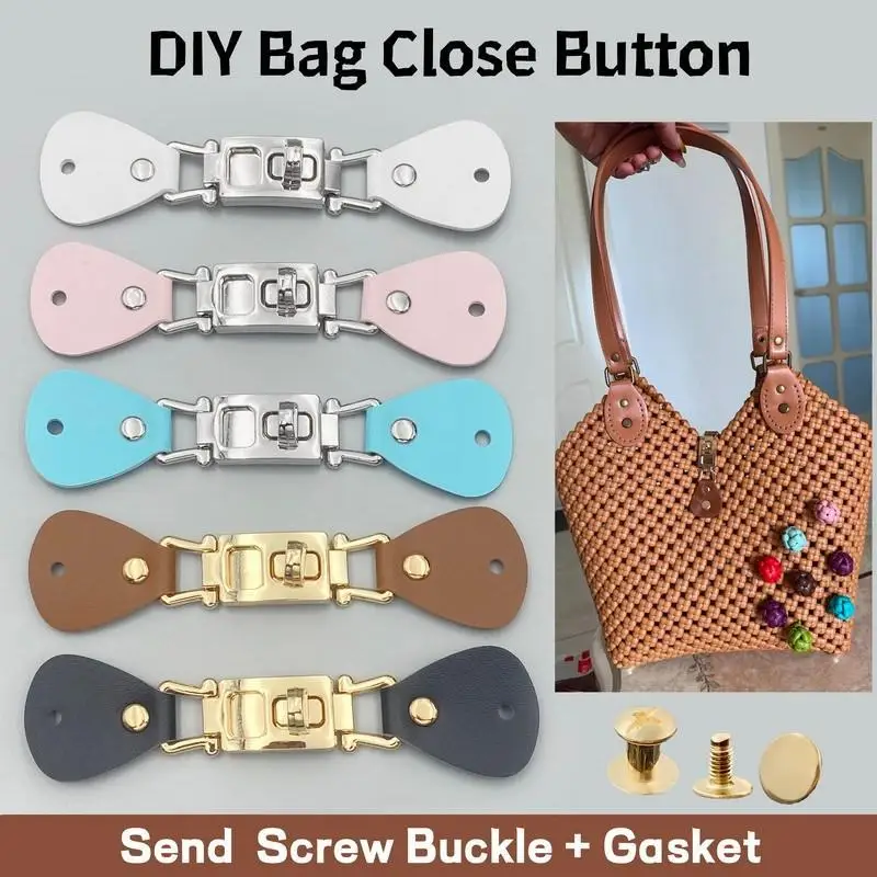 PU Leather Turn Lock Clasps With Golden Metal Fittings Assorted Colors Easy Install For DIY Handbag Leather Craft