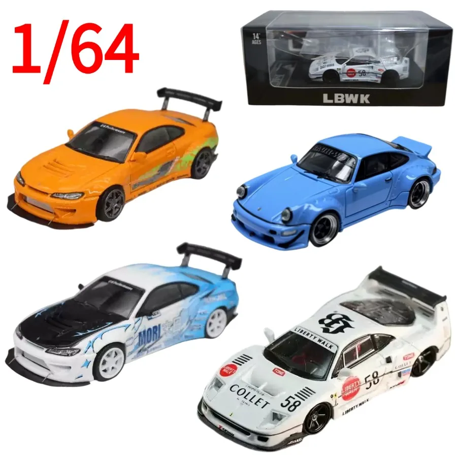 FS FH Diecast 1:64 Scale Porsche Rwb Car Model Alloy Porsche Nissan Ferrari Play Vehicles Collectible Model Cars Toys for Boys