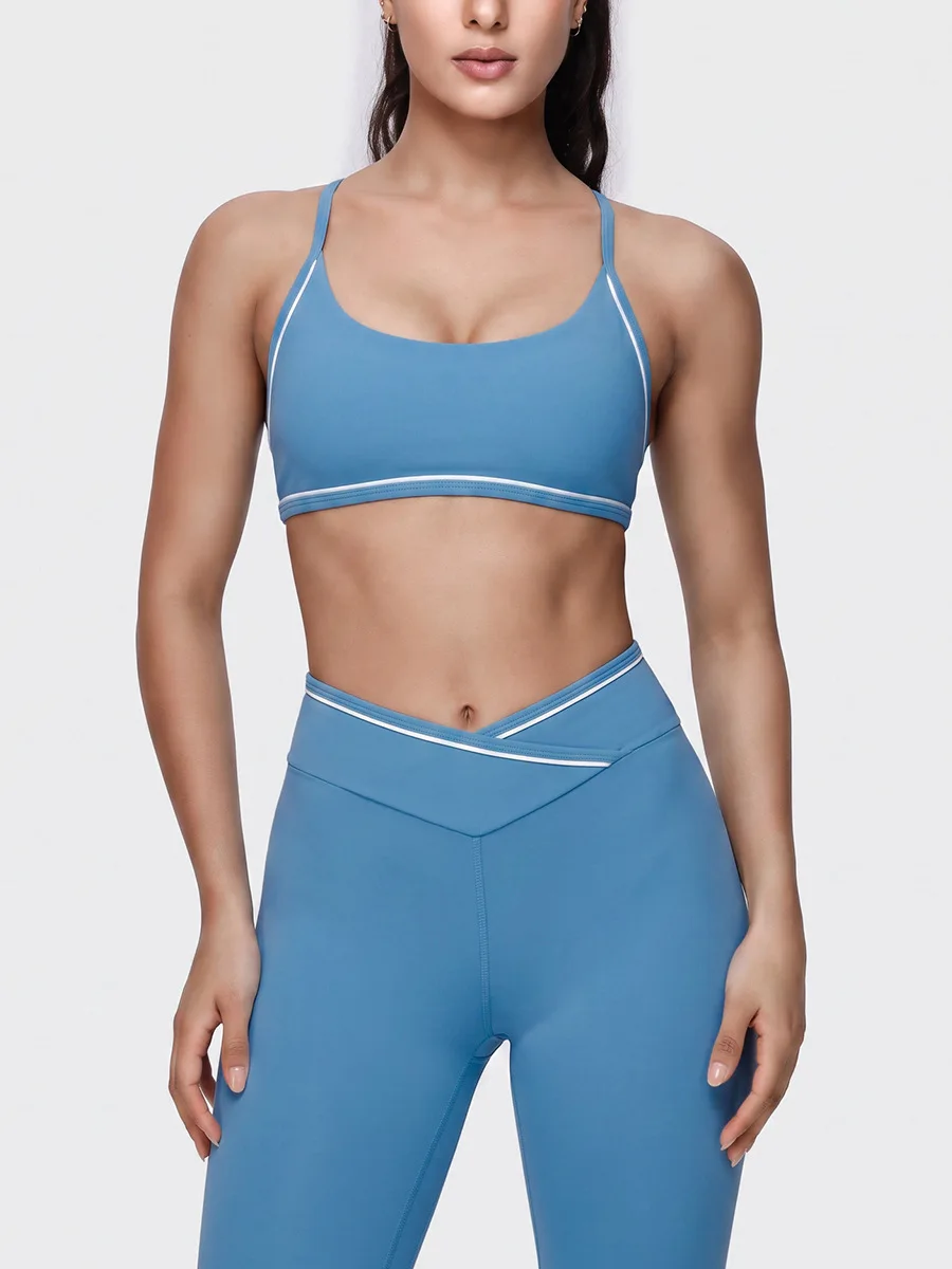 Yoga Suit Straps Beautiful Back Bra High Waist Hip Lifting Abdominal Compression Leggings Breathe Gym Fitness Running Sportswear