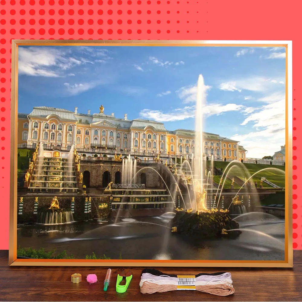 Saint Petersburg Printed Water-Soluble Canvas 11CT Cross Stitch Full Kit Embroidery DMC Threads Needlework Hobby      Decor