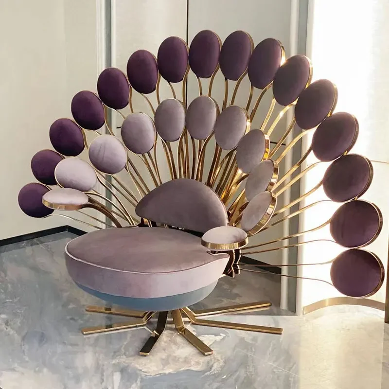 Peacock Open Screen Art Hotel Lobby Light Luxury Petal Leisure Sofa Chair
