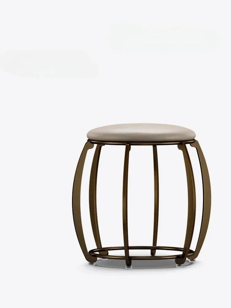AAModern Minimalist Full Leather Stool Living Room High-End Designer Italian Light Luxury Home Stool