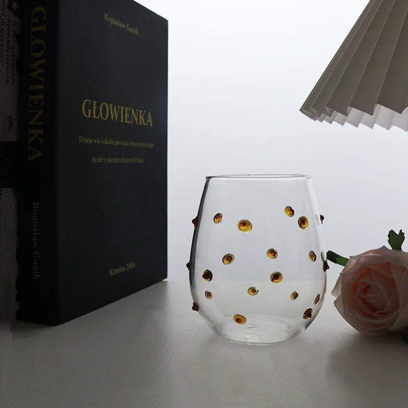 Borosilicate Glass Cups with Irregular Dots Textured Bump Tumbler Clear Glass Drinkware for Water Juice Milk Coffee Latte Mug