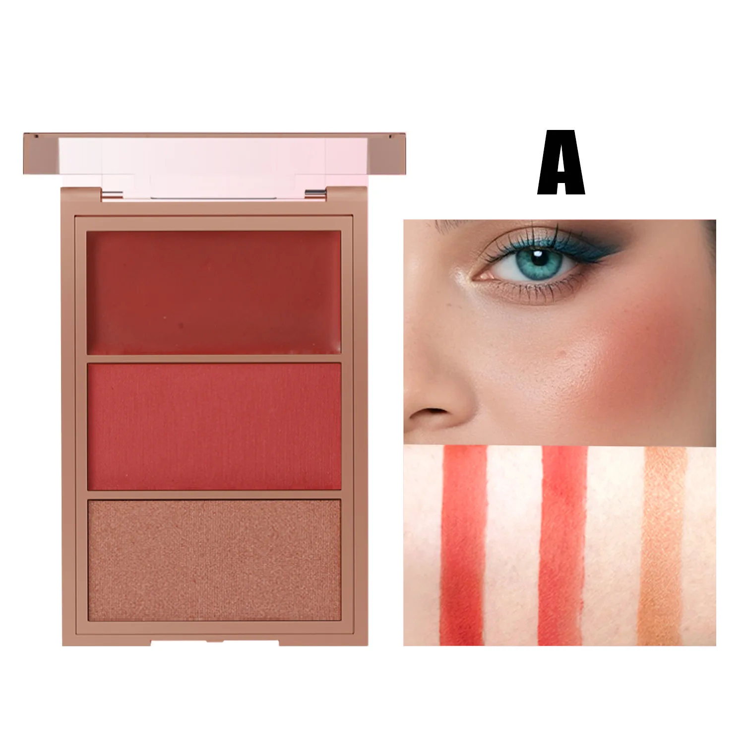 3-in-1 コントゥアリングブラッシュパレット - クリーム＆パウダーブラッシュ、コントゥア＆ハイライト、顔と目のための完全なルックを実現する積み重ね可能なカラー