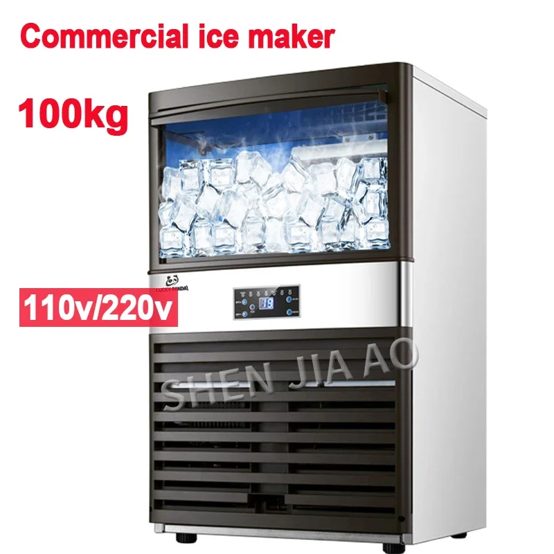 110 V/220 V Ijsmaker Commerciële melk-thee winkel/kleine bar/café volautomatische grote ijsblokjesmachine 100 kg/24 H ijsmachine