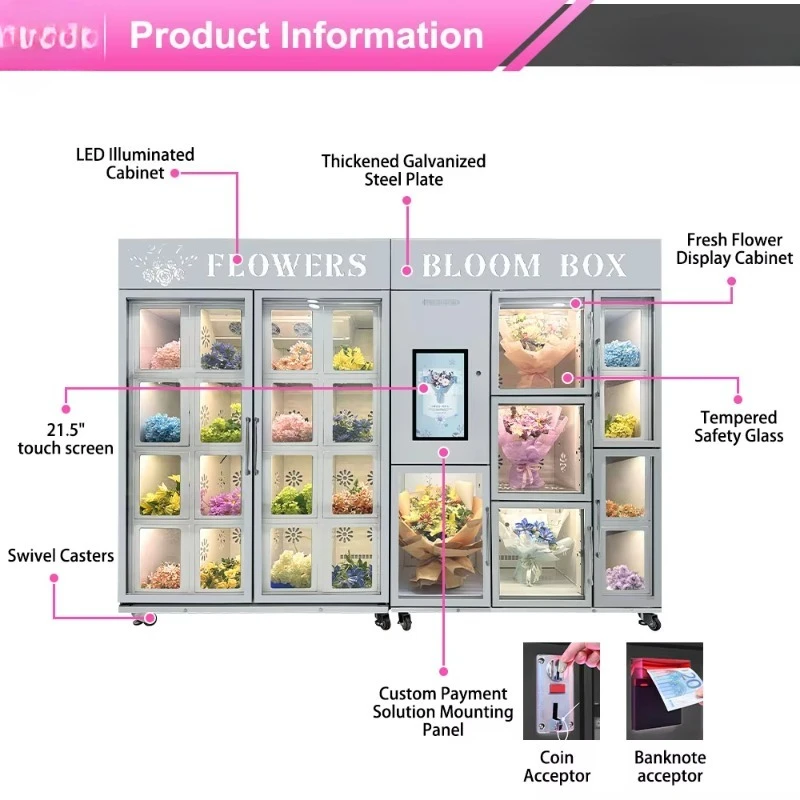 OEM Intelligent 12 Lockers Self-Service Flower Bouquet Vending Machine with Multiple Payment Methods for Convenience Store