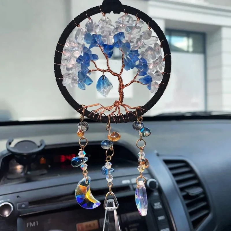 Tree of Life Dream Catchers for Car with Crystal, Gemstone Suncatcher Hanging Is Personalized Home Decor/room Decor