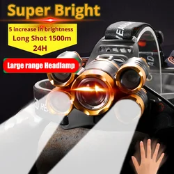 Sensor Headlamp Full Vision Induction Headlights Powerful Flashlight Lantern Outdoor Camping light Fishing Torch Shot Long 1500m