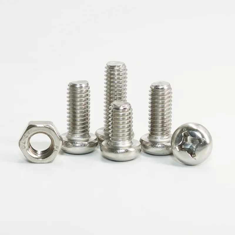 M1 M1.2 M1.4 M1.6 M2 M2.5 M3 Machine Screws Phillips Cross Recessed Pan Head Screw 304 Stainless Steel TV Computer Bolt Nut Set