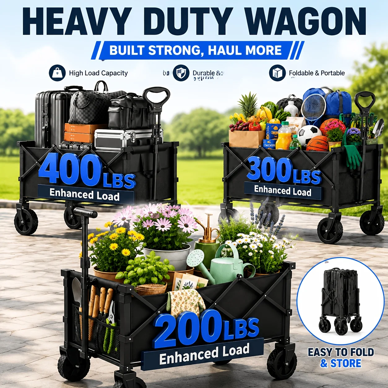 Heavy Equipment Yard - 400/300/200LBS, All Terrain Heavy Duty Folding