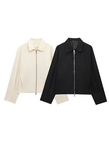 TFMLN-Chaqueta Bomber holgada para mujer, abrigos holgados informales con bolsillo de solapa y manga larga con cremallera, ropa de calle de ocio a la moda, otoño 2025