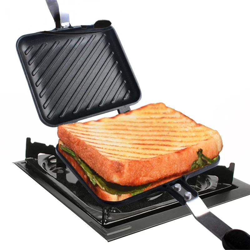 Gas Non-Stick Sandwich Maker Iron Bread Toast Breakfast Machine Waffle Pancake Baking Barbecue Oven Mold Mould Grill Frying Pan