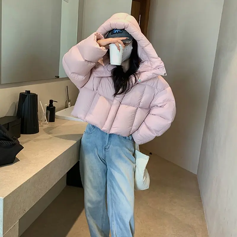 Kendou Style Short Feather Parkas 2024 Women\'s 2 Winter New Korean Version High Waist Thick Bread Jacket Female Clothing