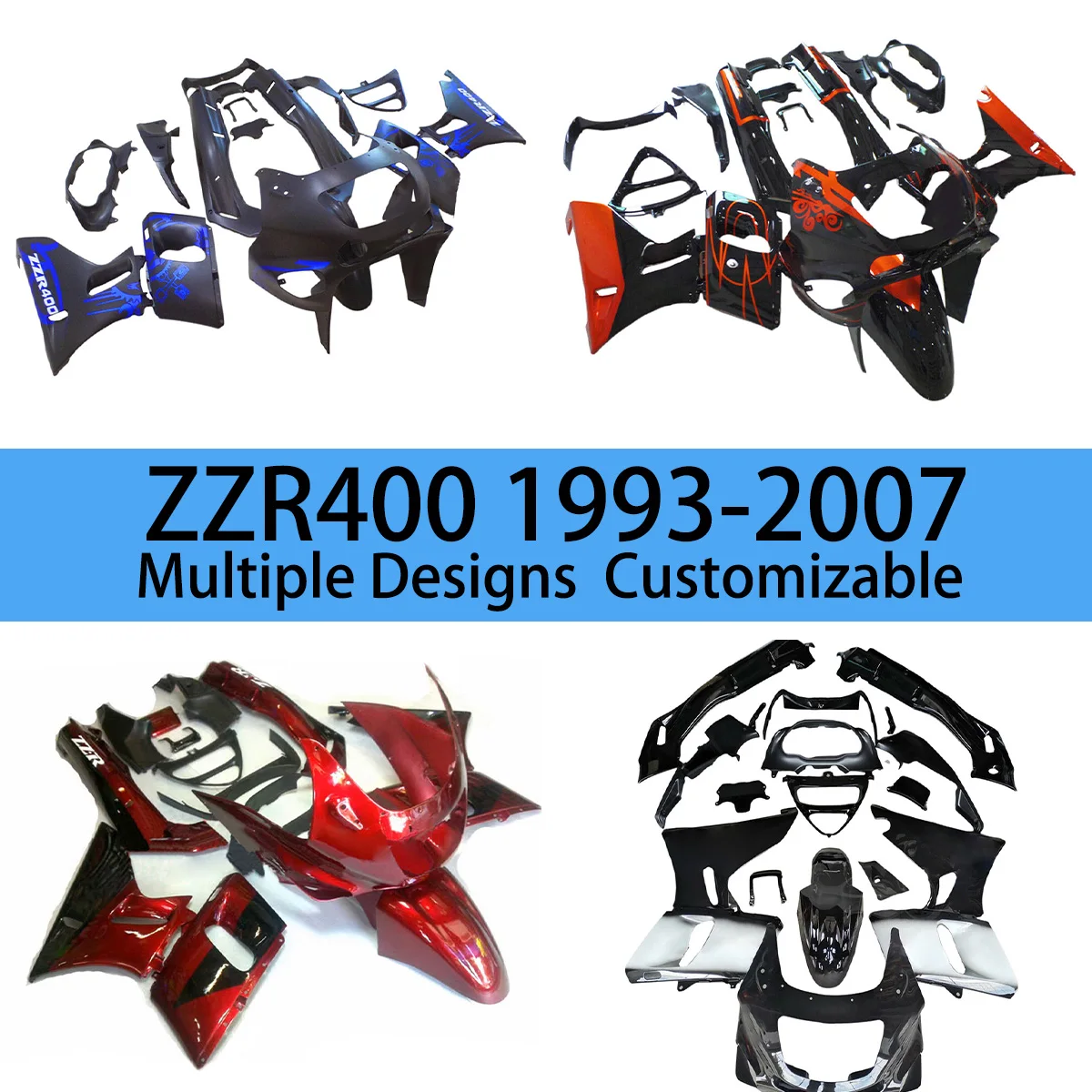 For KAWASAKI ZZR400 1993-2007 Fairings ZZR 400 93 94 95 96 97 98 99 00 01 02 03 04 05 06 07 Fairing Kit Injection Motorcycle