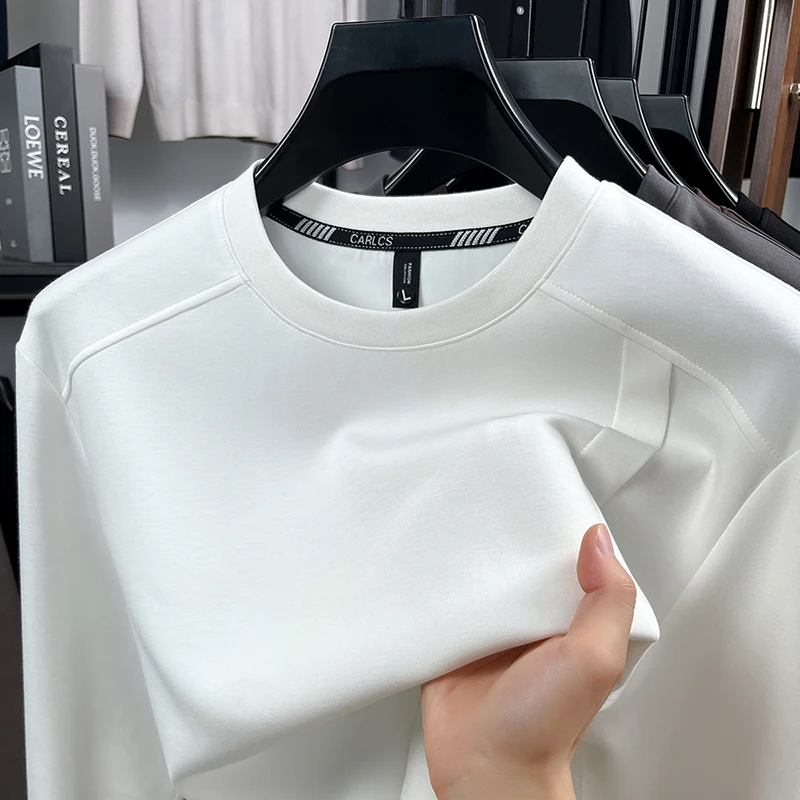 العلامة التجارية الأصلية جودة تي شيرت رجالي الخريف رائعة س الرقبة بلون كم طويل بلوفر أنيق تنوعا الاتجاه الرجالي