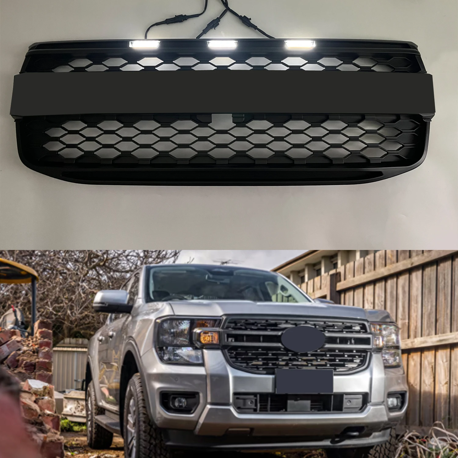ABS Front Grills for Ford Ranger T9 Standard Version XL XLS 2022-2024 Next-Generation Racing Grille Pickup Truck Car Accessories