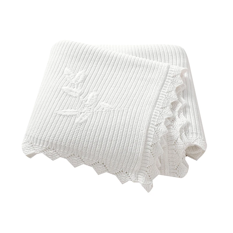 White Baby Blankets Knitted Newborn Infant Boys Girls Cotton Stroller Swaddle Wrap Plaid 90*70cm Toddler Bedding Cellular Covers