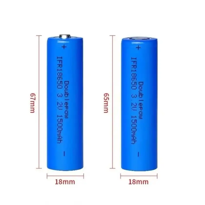 2 قطعة 18650 LiFePO4 بطارية 3.2 فولت 1500 مللي أمبير LiFePO4 شاحن بطارية للأضواء الشمسية الرشاشات الكهربائية أضواء LED المكانس الكهربائية