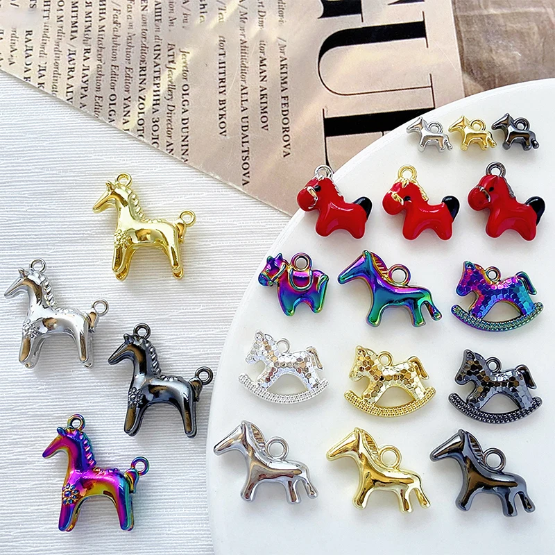 1 قطعة لطيف بسيط الحصان الحيوان قلادة جالبة للحظ لصنع المجوهرات اليدوية قلادة أقراط سوار DIY بها بنفسك اكسسوارات لوازم