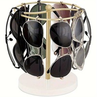 Elegant Sunglasses Storage Stand with Wooden Bottom - Metal Glasses Stand, Can Hold 12 pairs of glasses - Glasses Display Stand