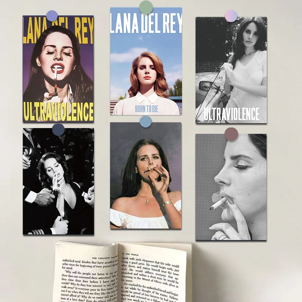 10pcs Lana Del Rey Wall Art Decor Prints Nostalgia for Bedroom Decor Watercolor Cartoon Collage Classic Kit for Teen Trendy Card