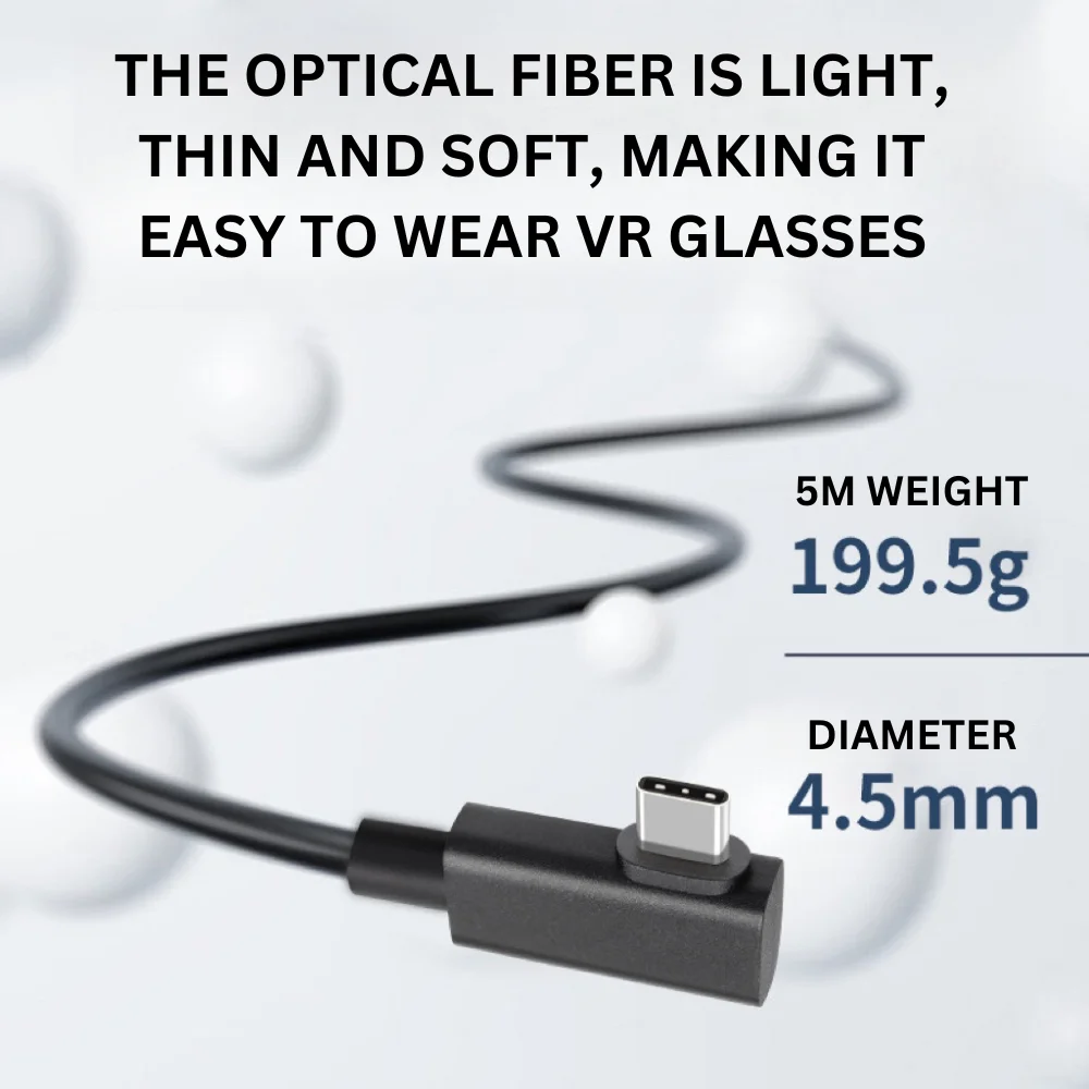 5m VR Fiber Optic Streaming Cable Type-C, USB 3.2 Gen 2 Data Extension Cable, 10Gbps High-Speed 3A Oculus Quest 2 USB-C Devices