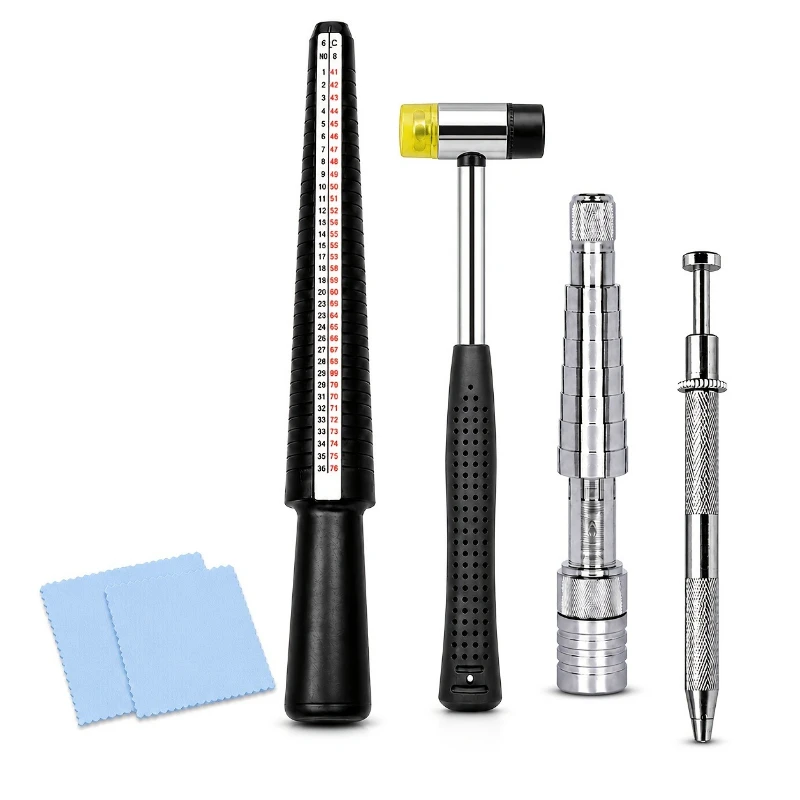 1 Set Professional Jewelry Tool Kit with Double-Sided Rubber Mallet & Ring Extension Adjuster, Ring Making Shaping Expanding DIY