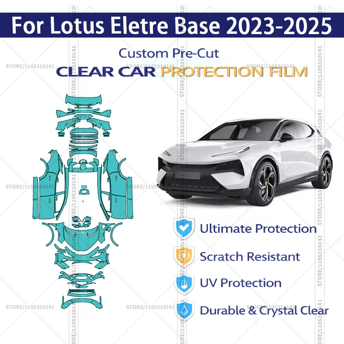 

Для Lotus Eletre Base 2023-2025: Предварительно вырезанная прозрачная защитная пленка (PPF) для автомобиля, профессиональная автомобильная пленка PPF для полной оклейки кузова