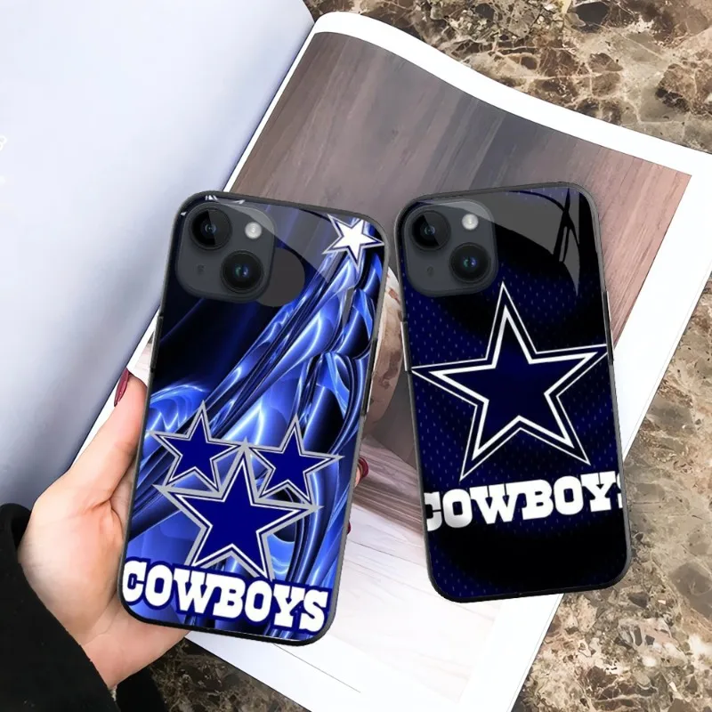 SDallas-CowboysER Phone Case For iPhone 14 13 12 11 Pro Max Plus Mini Black PC TPU Glass Phone Cover