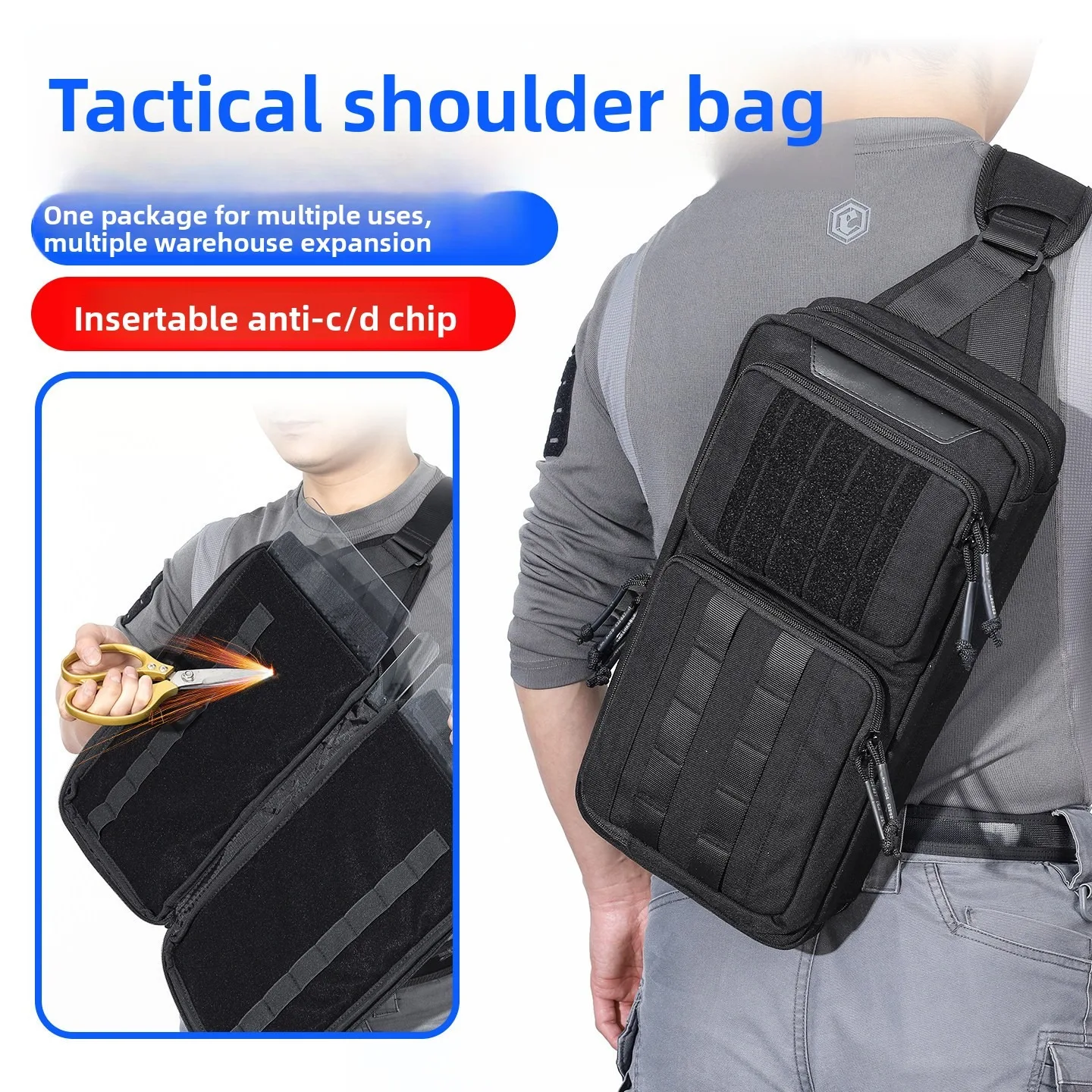 Tactical Crossbody Bag Anti Cut Protective Insert Pocket EDC Shoulder Sling Pack Outdoor Security Storage Work Bag