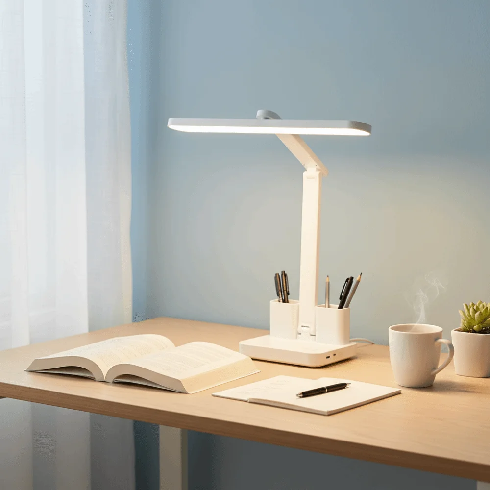 3段階調光可能なLEDデスクランプ タッチコントロール 目の保護 調光可能なテーブルランプ EU USBプラグ 折りたたみ式読書灯