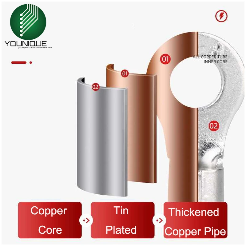 10/25/50/100 PK OT Terminal Block Ring Type Terminal Block Cable Wire Connector Crimp Terminal Electrical Connector 22-10AWG