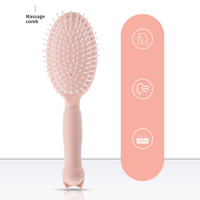 4PC Pink Cat Air Cushion Comb Women Scalp Massage Combs Girls Anti-Static Wet Curly Detangle Hair Brush Home Salon Styling Tools