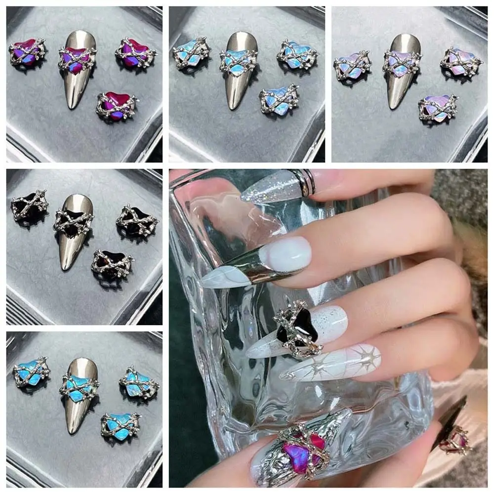 Breloques pour Nail Art, 4 pièces/ensemble, décorations d'ongles en forme de cœur d'halloween, ornements d'ongles à faire soi-même, accessoires pour ongles en forme de cœur d'halloween
