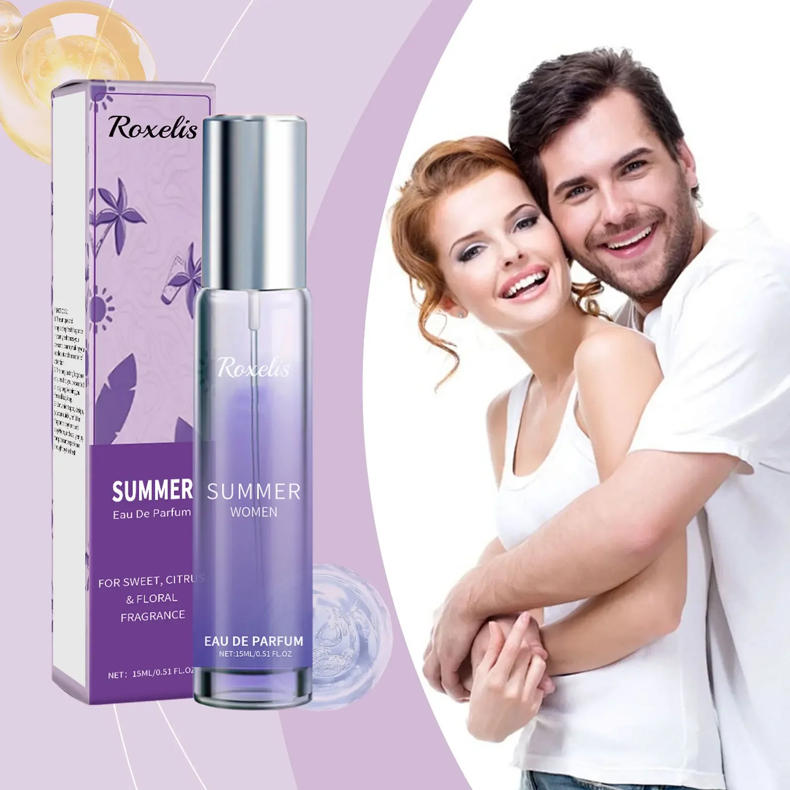 Refreshing citrus summer perfume, elegant fragrance, charming, cool, refreshing, fresh and lasting, spray