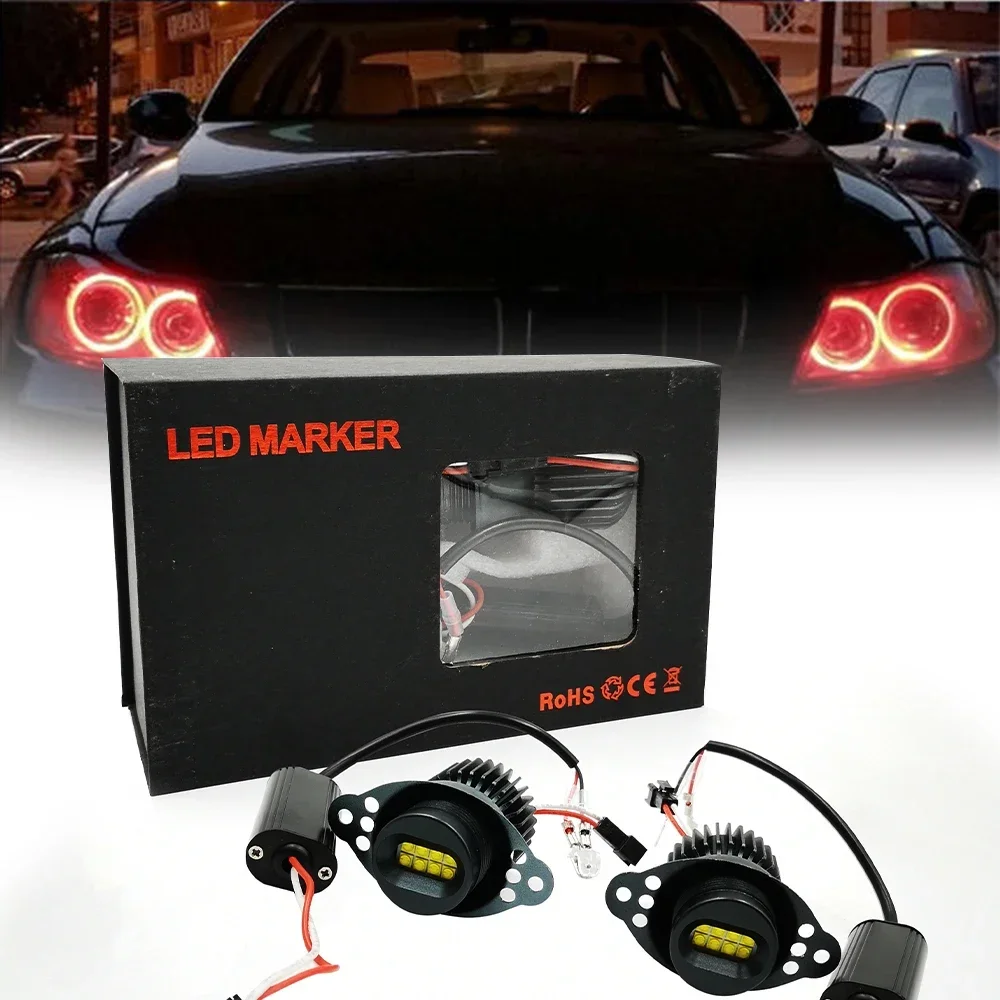 

New！ 80W Pair LED Angel Eyes Halo Marker Ring Light Bulb Canbus For BMW E90 E91 318i LCI 09-11 DRL Error Free car styling