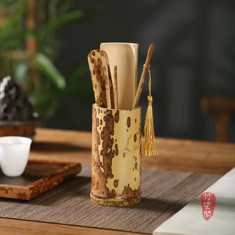 

6pcs Carbonized Bamboo Tea Set Suit Delicate Clip Teaspoon Clip Needle Spoon Pliers Tea Ceremony Tool Accessories