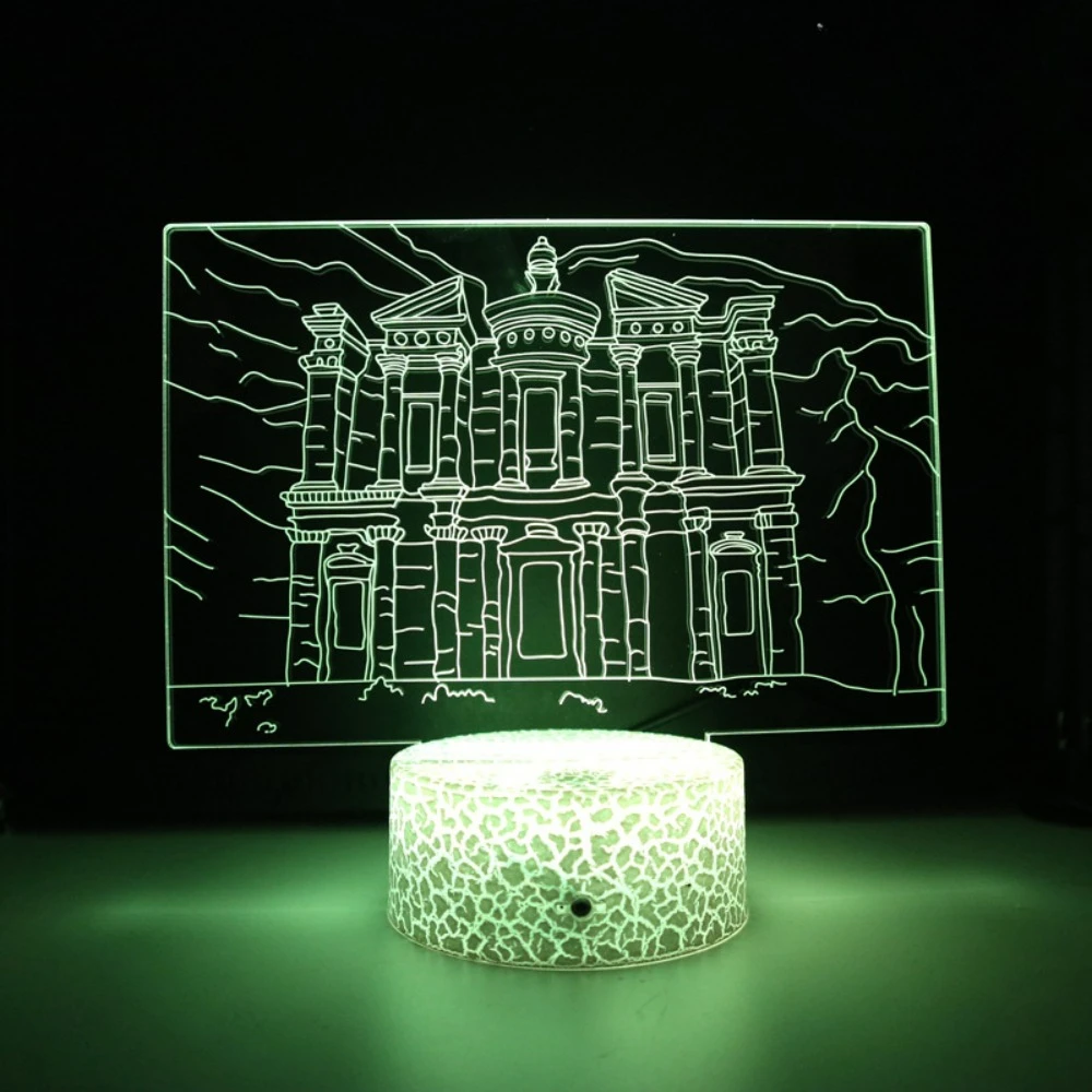 Nighdn 3D Ancient Temple Illusion LED Night Light 7 Colors Changing Visual Art Desk Lamp Room Home Decor Birthday Christmas Gift