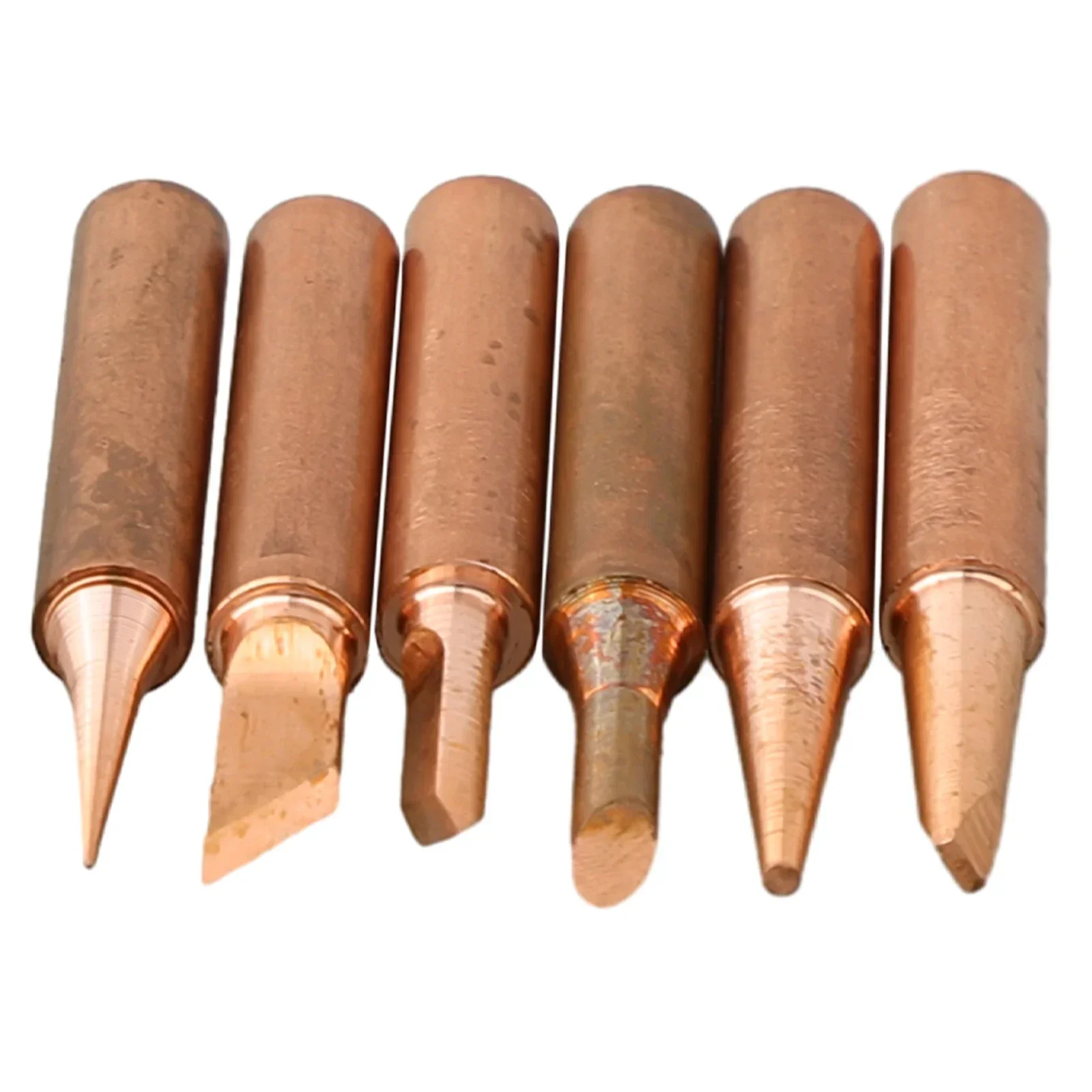 6x Copper 900M-T Soldering Iron Tip With Soldering Handle Adapter Soldering Tips Set For 937 938 969 8586 852D Soldering Station