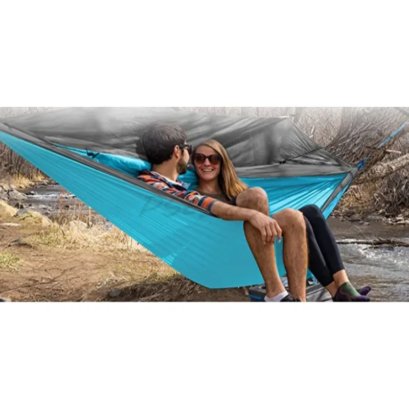 Hamaca de paracaídas portátil para acampar al aire libre, hamaca de colores a juego, para una sola persona y dos personas, 270x140cm