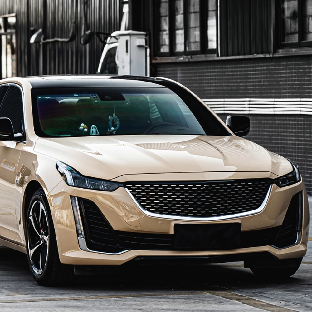 Pegatina de coche Ultra brillante arena Beige vinilo película de envoltura sin burbujas PET Auto DIY calcomanía cuerpo autoadhesivo pegatina accesorios de coche