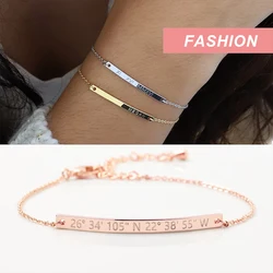 Engrave Name Personalized Custom Bracelets for Women Men Stainless Steel Personalized Pendant Nameplate Bracelet Jewelry Gift