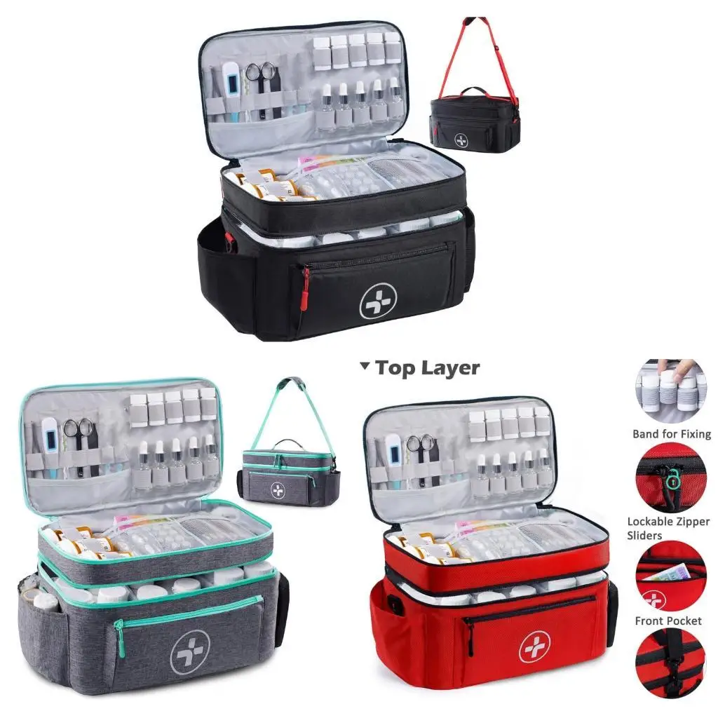 

Water Resistant First Aid Storage Bag With Removable Compartments Suitable For Emergency Supplies Home Travel Essential D2RC