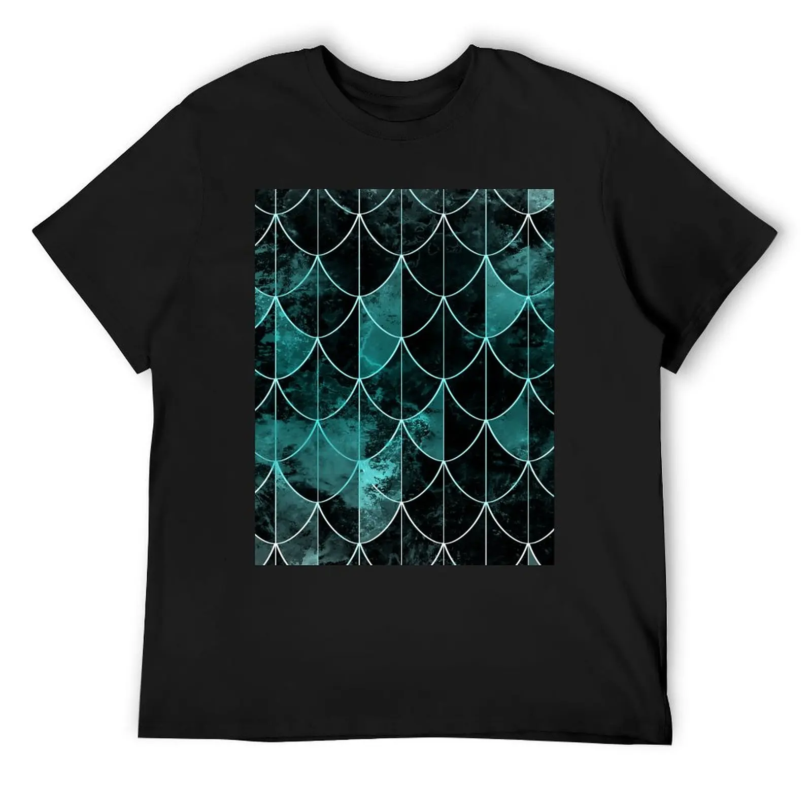 

Mermaid scales. Mint and black. T-Shirt for a boy street wear plus sizes basketball graphic tees mens graphic t-shirts pack