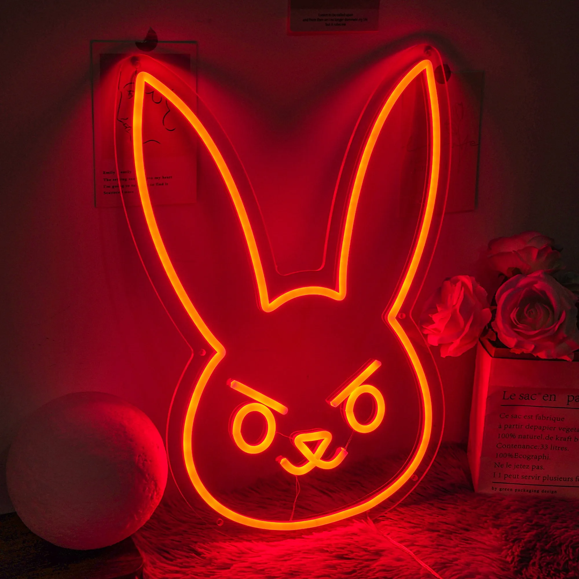 Letreros de neón LED de conejo para dormitorio, lámpara de neón personalizada, decoración de habitación de niños, decoración del hogar, regalo de cumpleaños